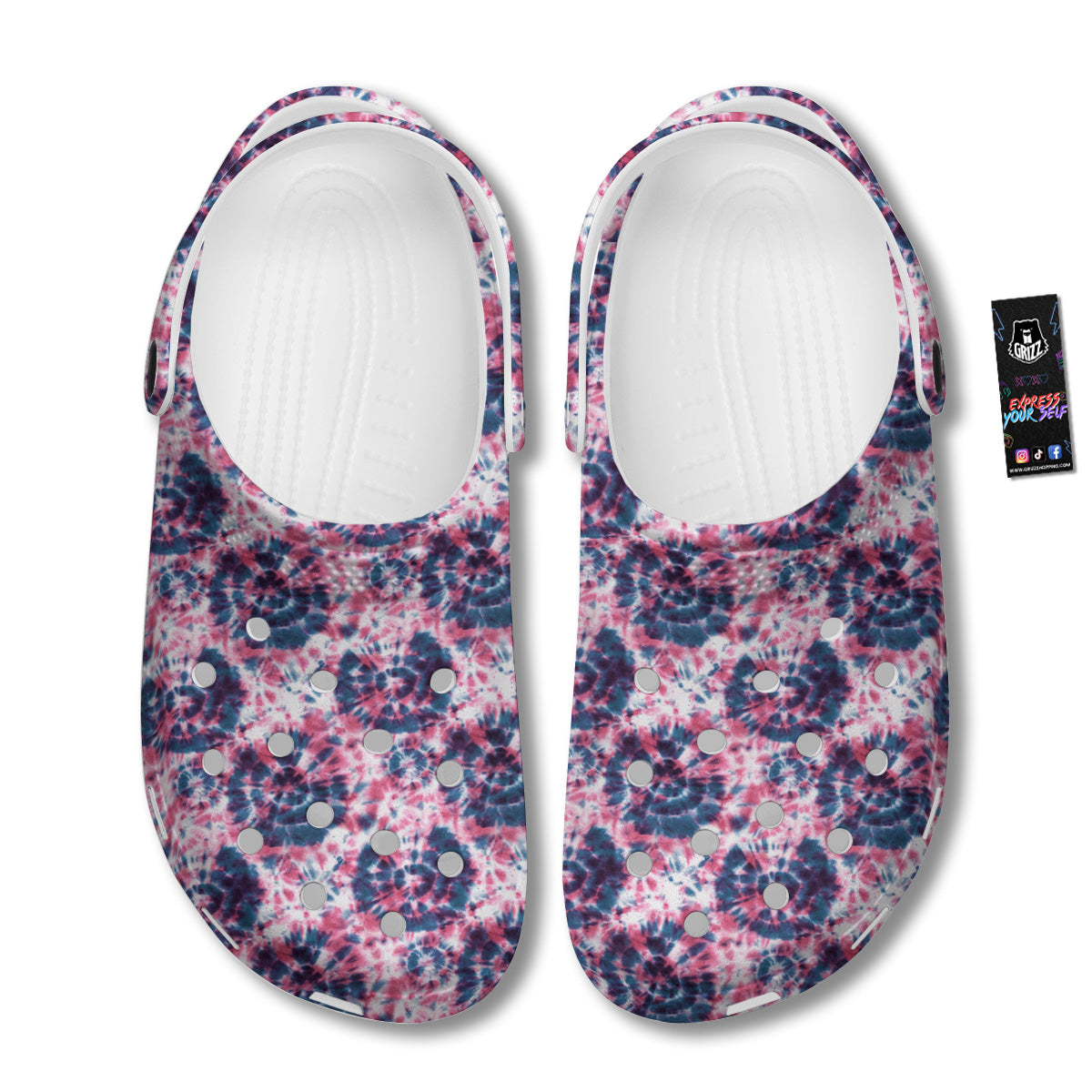 Red Tie Dye Blue Shibori Print Pattern Clog-grizzshop