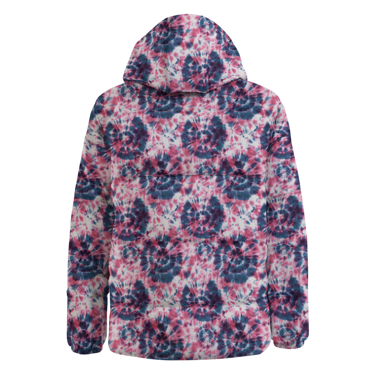 Red Tie Dye Blue Shibori Print Pattern Down Jacket-grizzshop