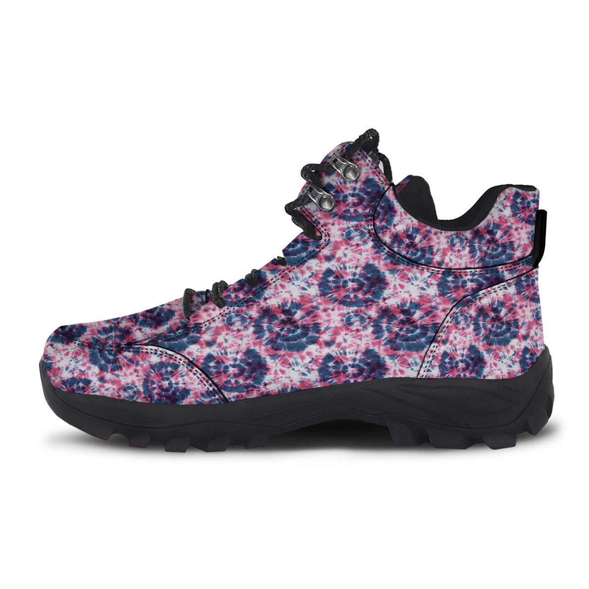 Red Tie Dye Blue Shibori Print Pattern Hiking Shoes-grizzshop