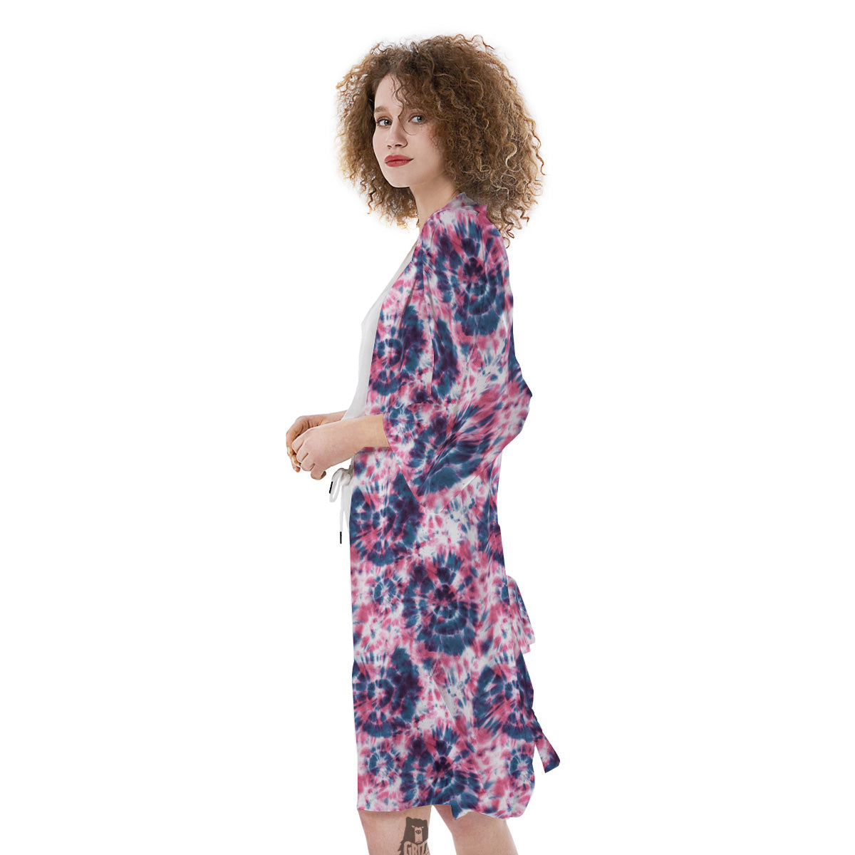 Red Tie Dye Blue Shibori Print Pattern Kimono-grizzshop
