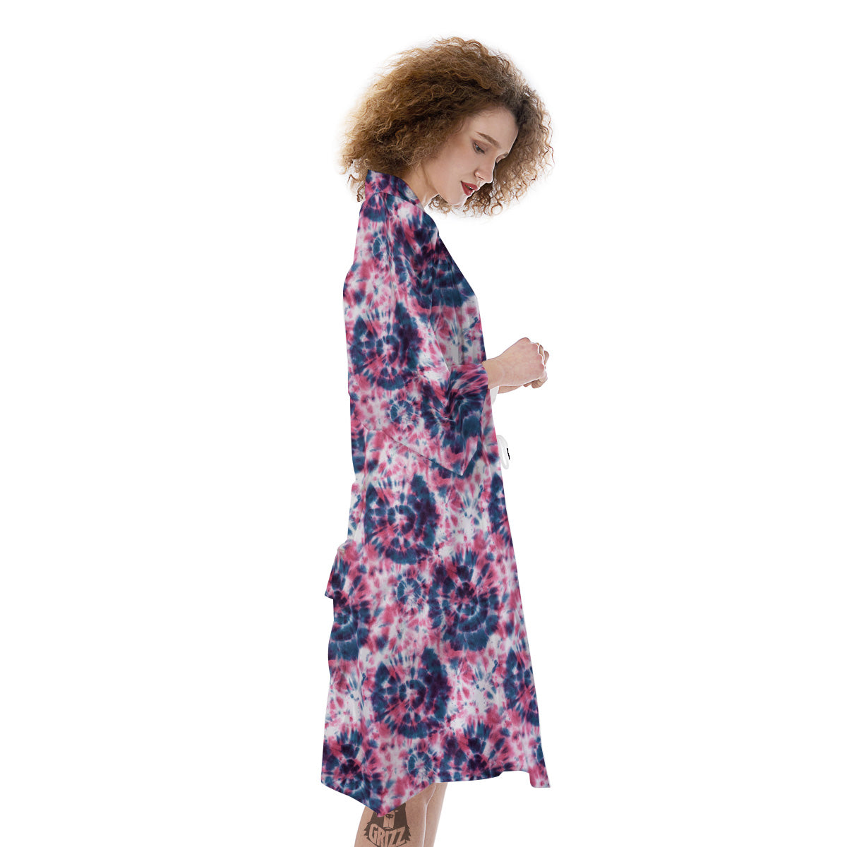 Red Tie Dye Blue Shibori Print Pattern Kimono-grizzshop