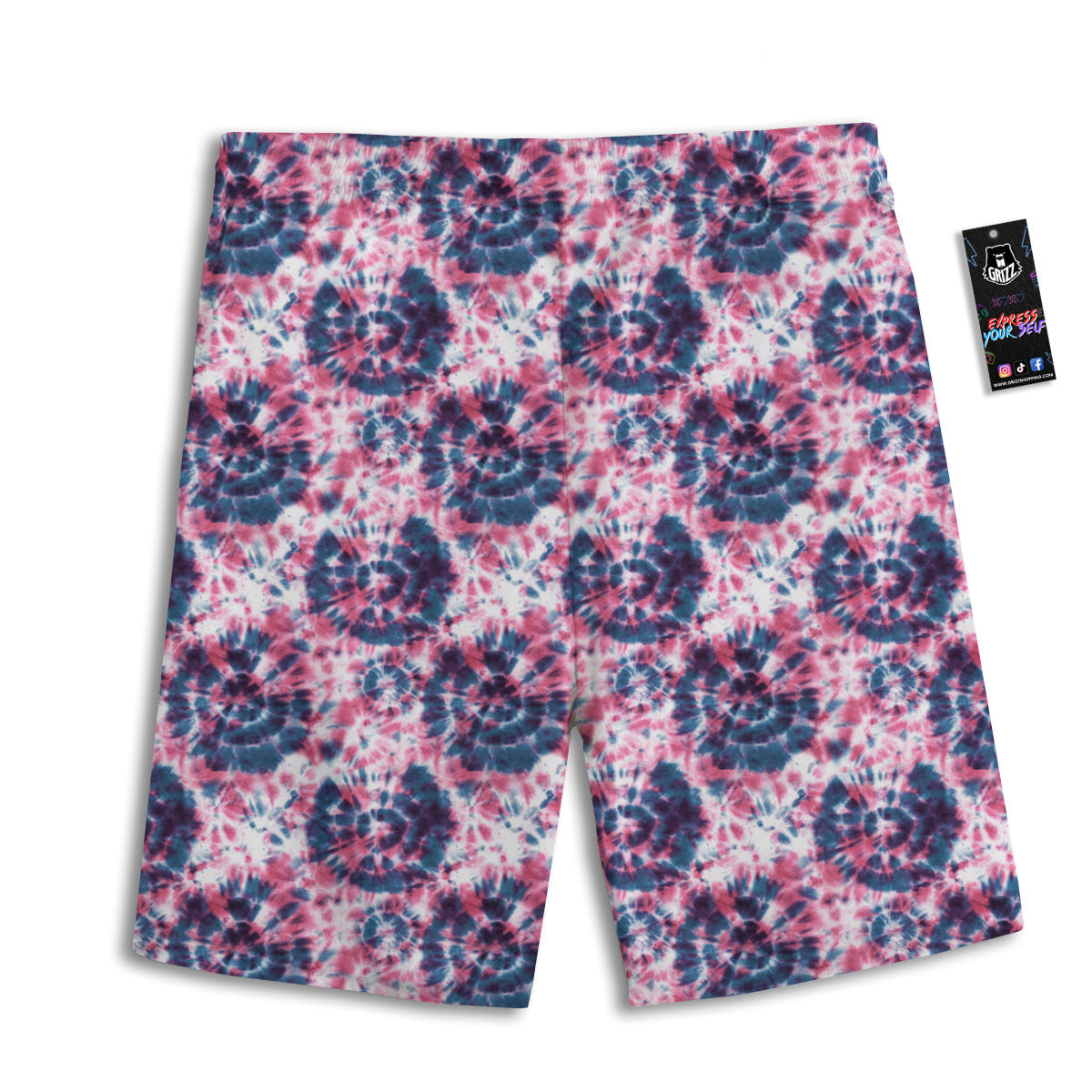 Red Tie Dye Blue Shibori Print Pattern Men's Athletic Shorts