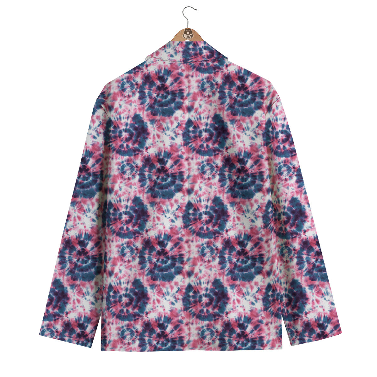 Red Tie Dye Blue Shibori Print Pattern Men's Blazer-grizzshop