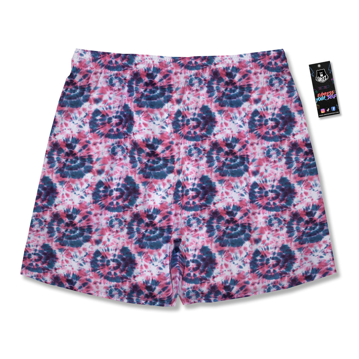 Red Tie Dye Blue Shibori Print Pattern Men's Running Shorts-grizzshop