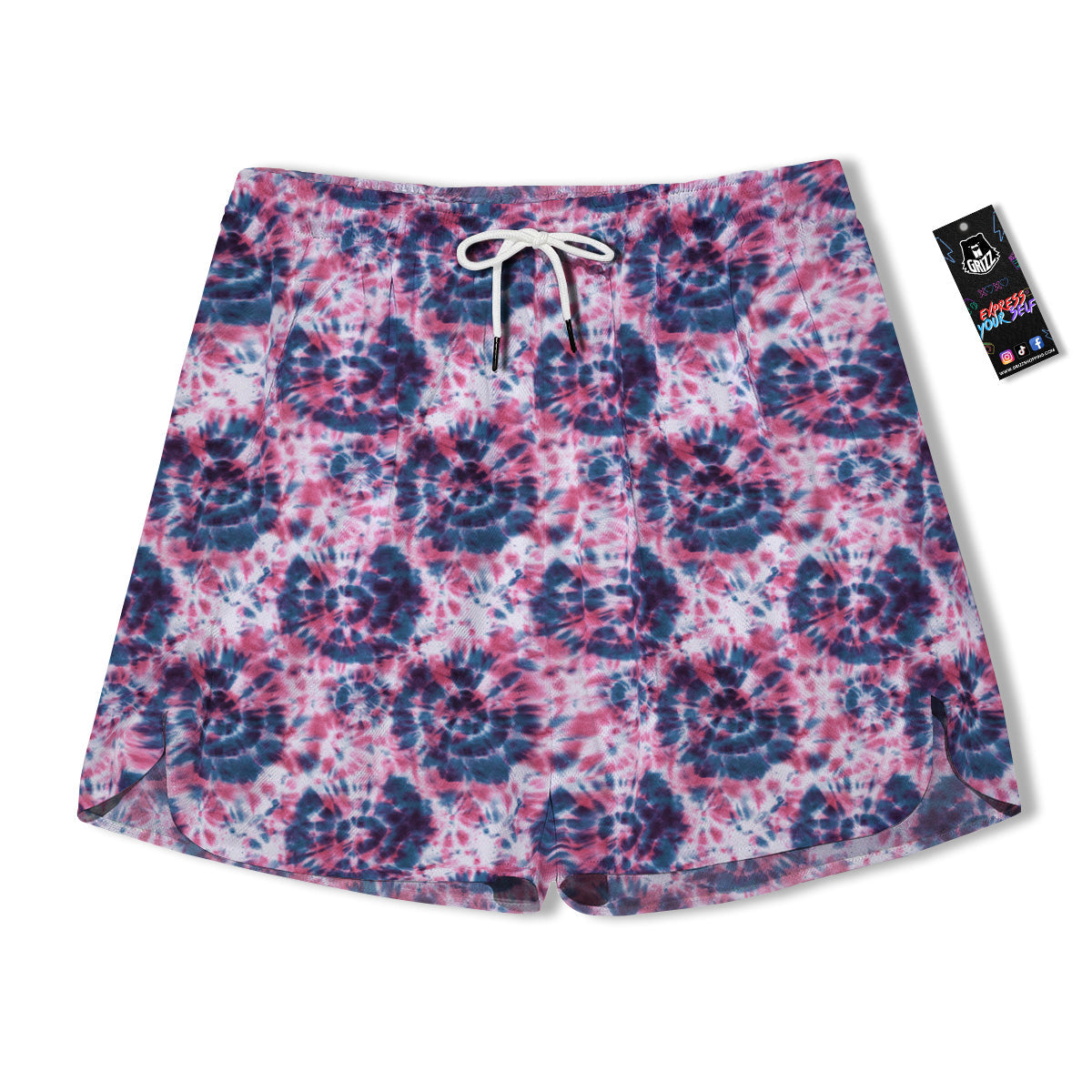 Red Tie Dye Blue Shibori Print Pattern Men's Running Shorts-grizzshop