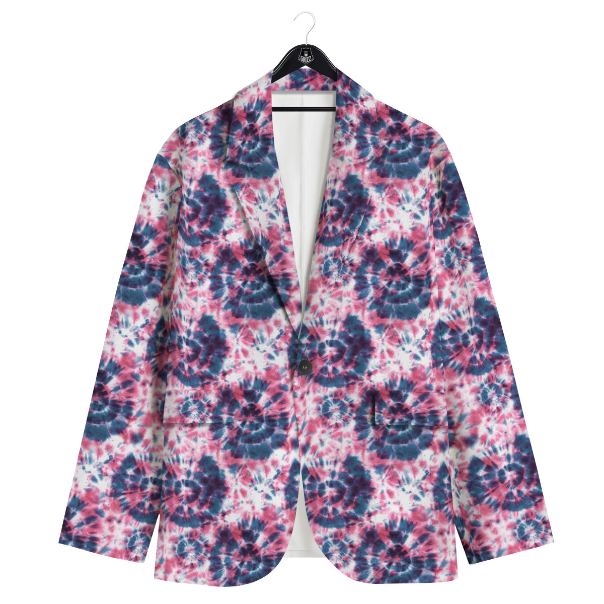Red Tie Dye Blue Shibori Print Pattern Men's Sport Coat-grizzshop