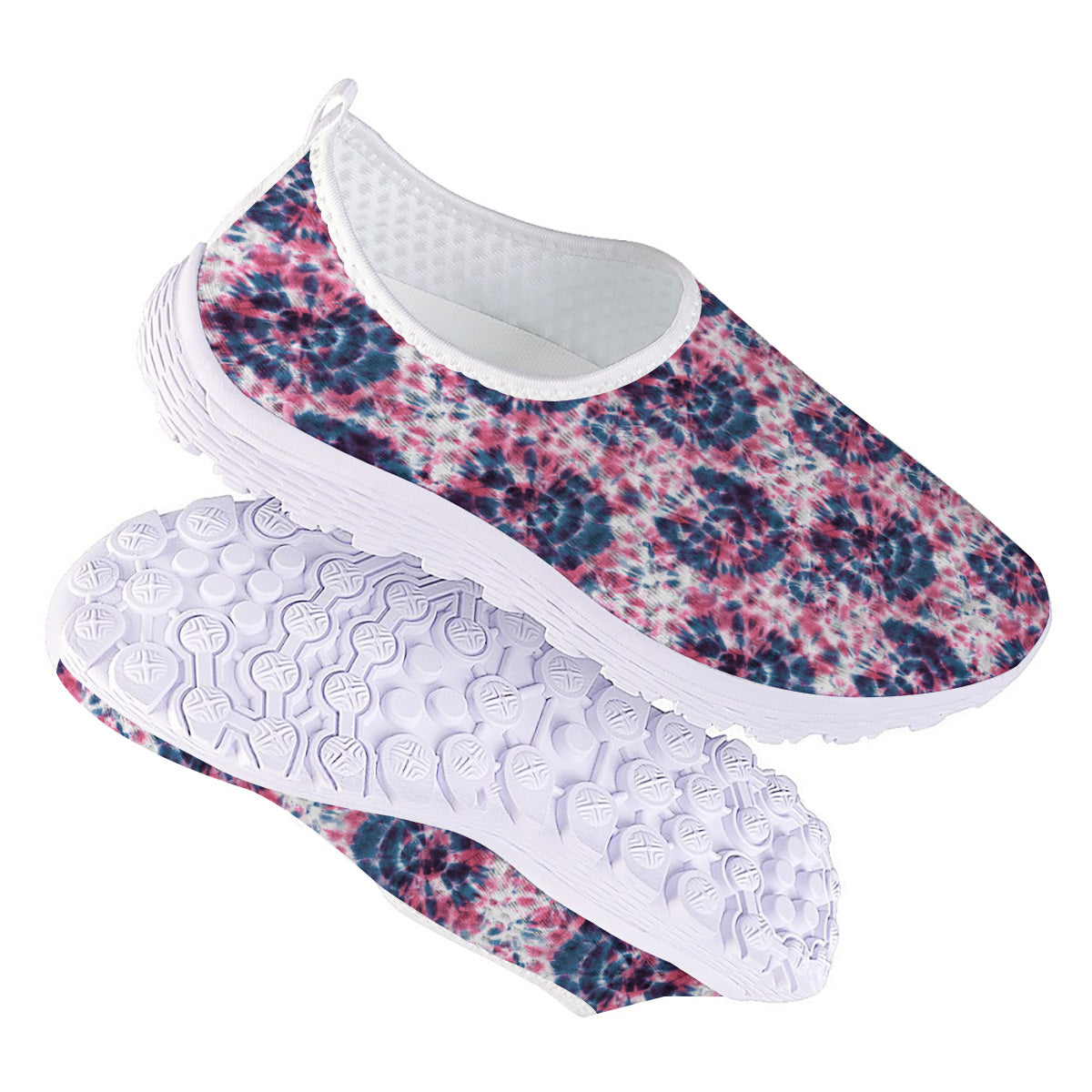 Red Tie Dye Blue Shibori Print Pattern Nurse Shoes-grizzshop