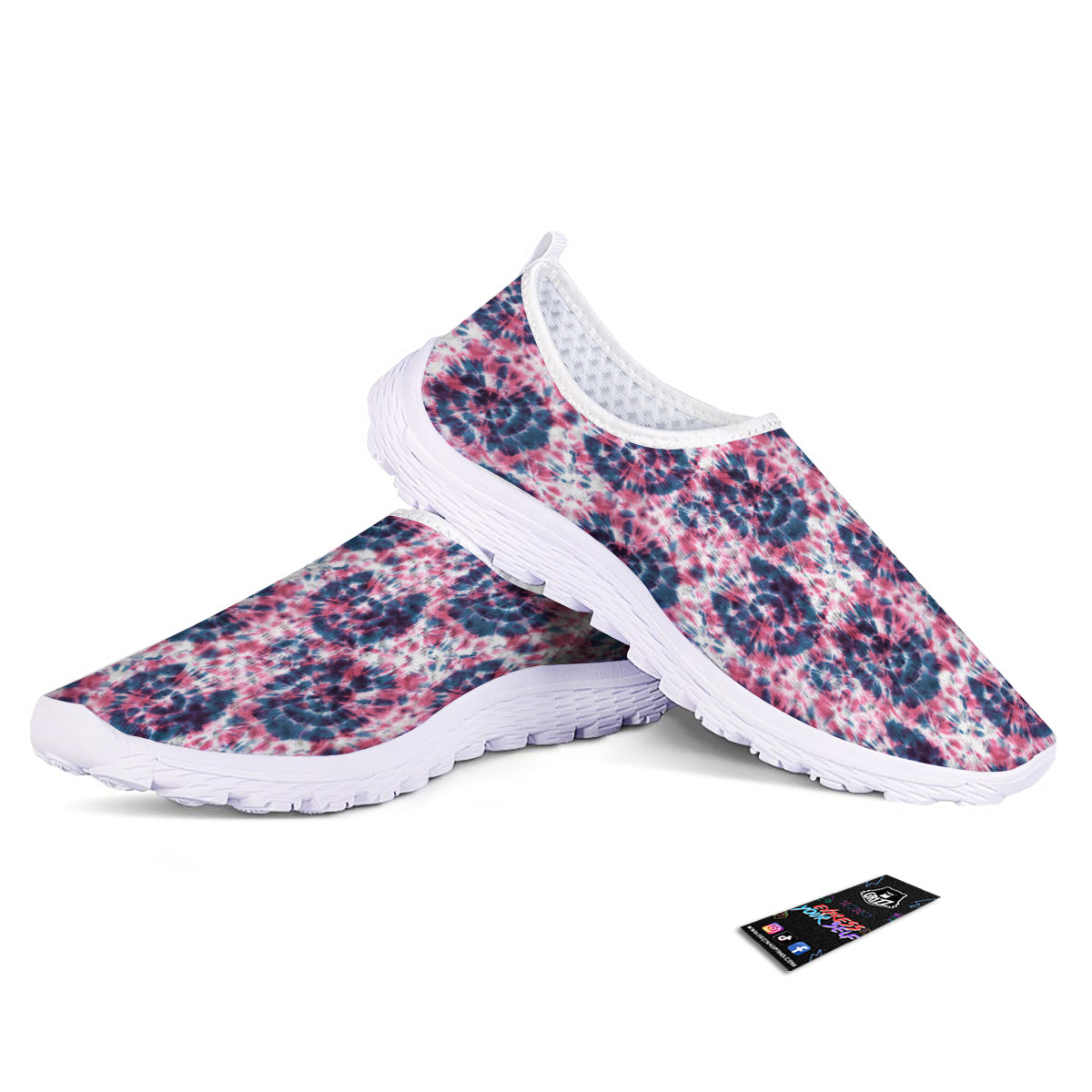 Red Tie Dye Blue Shibori Print Pattern Nurse Shoes-grizzshop