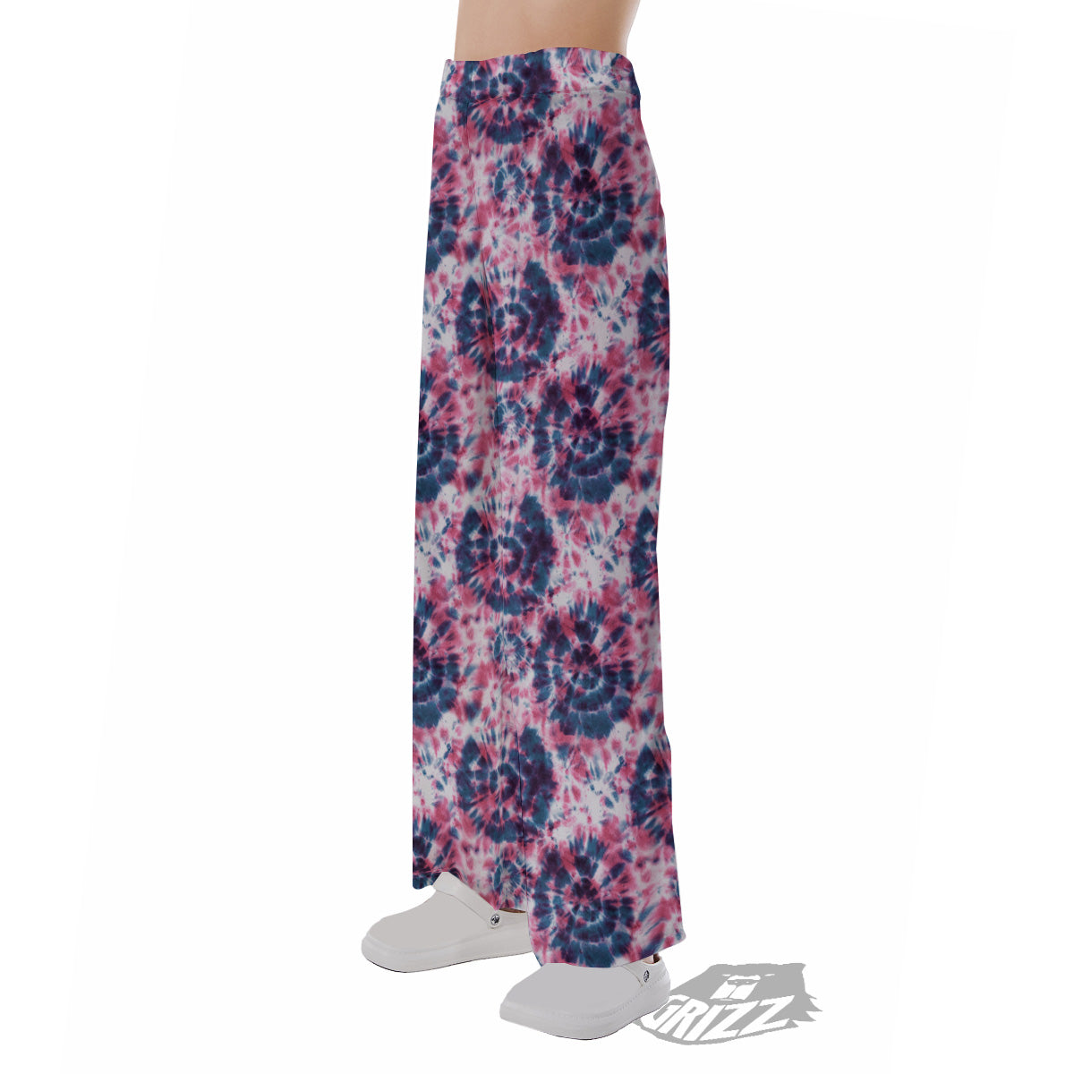 Red Tie Dye Blue Shibori Print Pattern Pajama Pants-grizzshop
