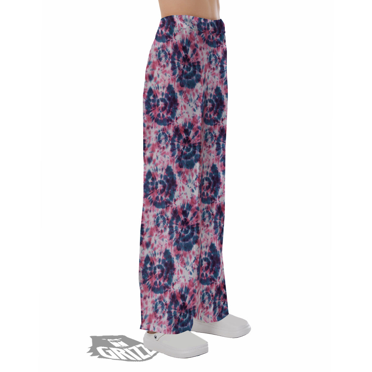 Red Tie Dye Blue Shibori Print Pattern Pajama Pants-grizzshop