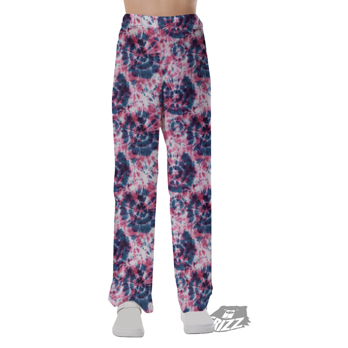 Red Tie Dye Blue Shibori Print Pattern Pajama Pants-grizzshop