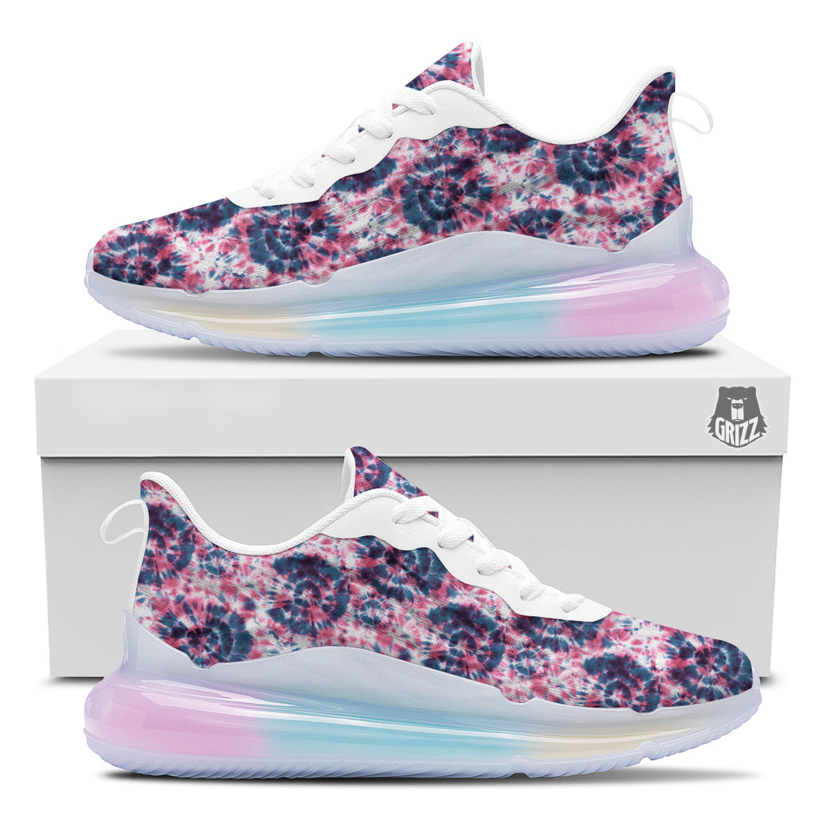 Red Tie Dye Blue Shibori Print Pattern Running Sneakers-grizzshop