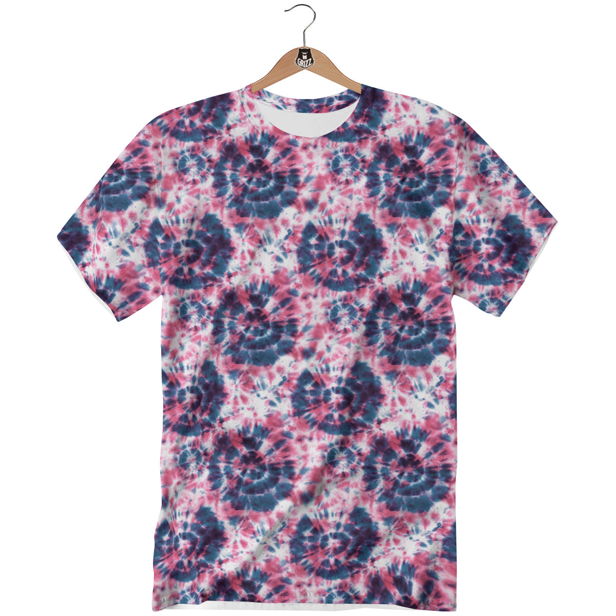 Red Tie Dye Blue Shibori Print Pattern T-Shirt-grizzshop