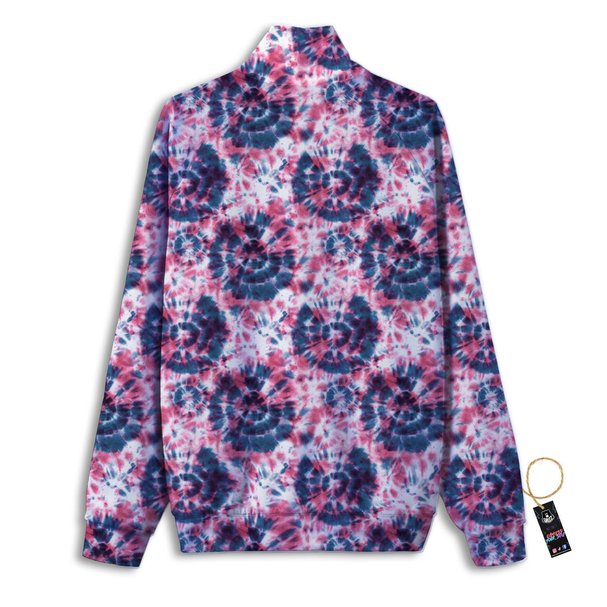 Red Tie Dye Blue Shibori Print Pattern Track Jacket-grizzshop