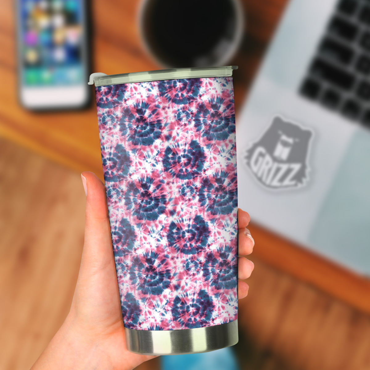 Red Tie Dye Blue Shibori Print Pattern Tumbler-grizzshop