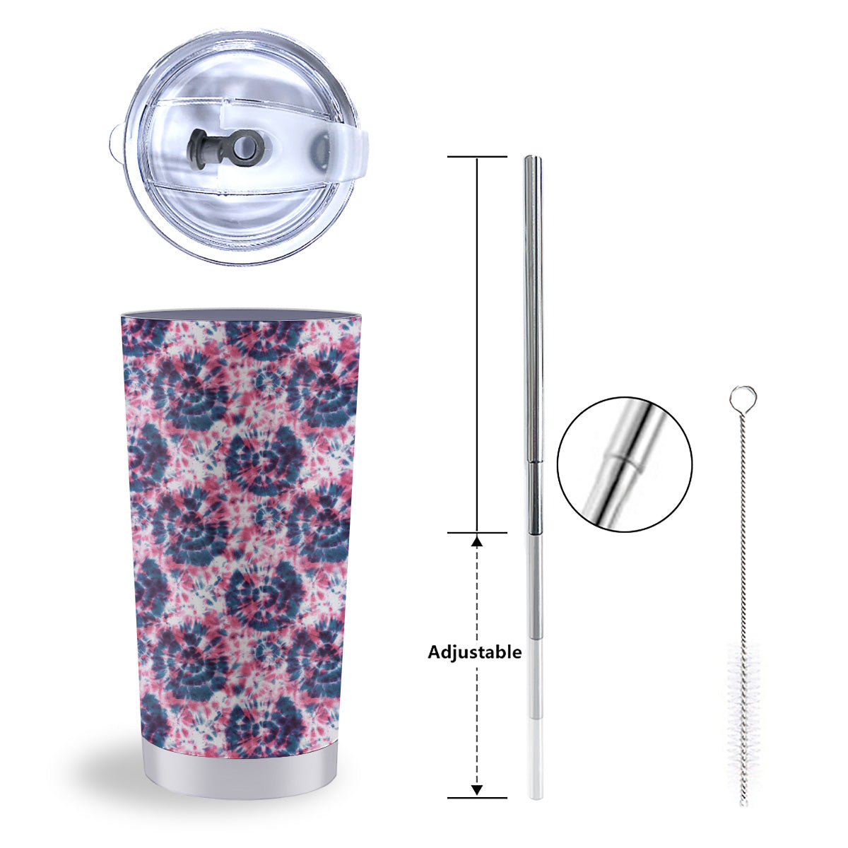 Red Tie Dye Blue Shibori Print Pattern Tumbler-grizzshop