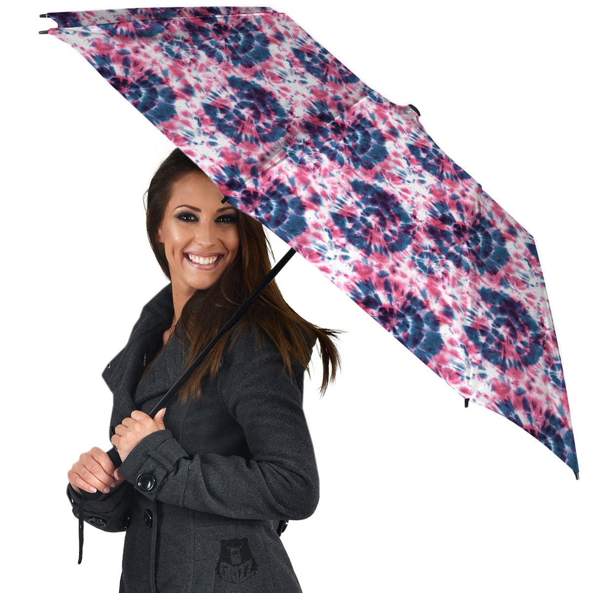 Red Tie Dye Blue Shibori Print Pattern Umbrella-grizzshop