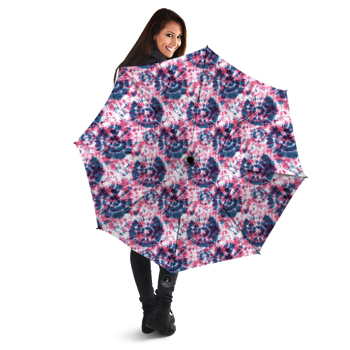 Red Tie Dye Blue Shibori Print Pattern Umbrella-grizzshop
