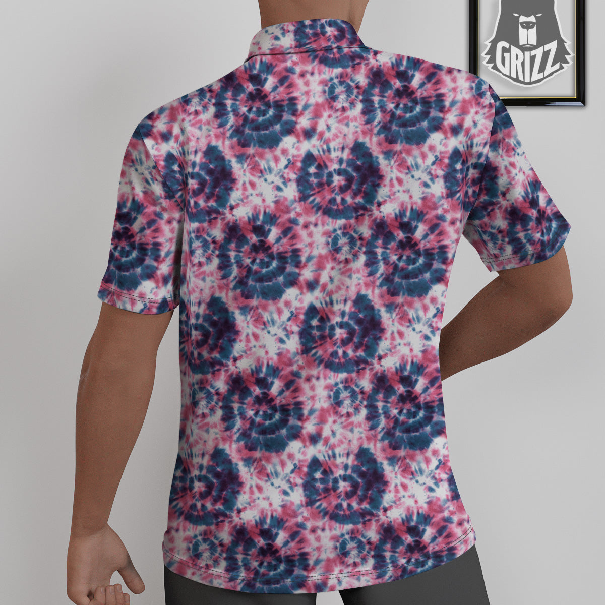 Red Tie Dye Blue Shibori Print Pattern Untucked Shirts-grizzshop