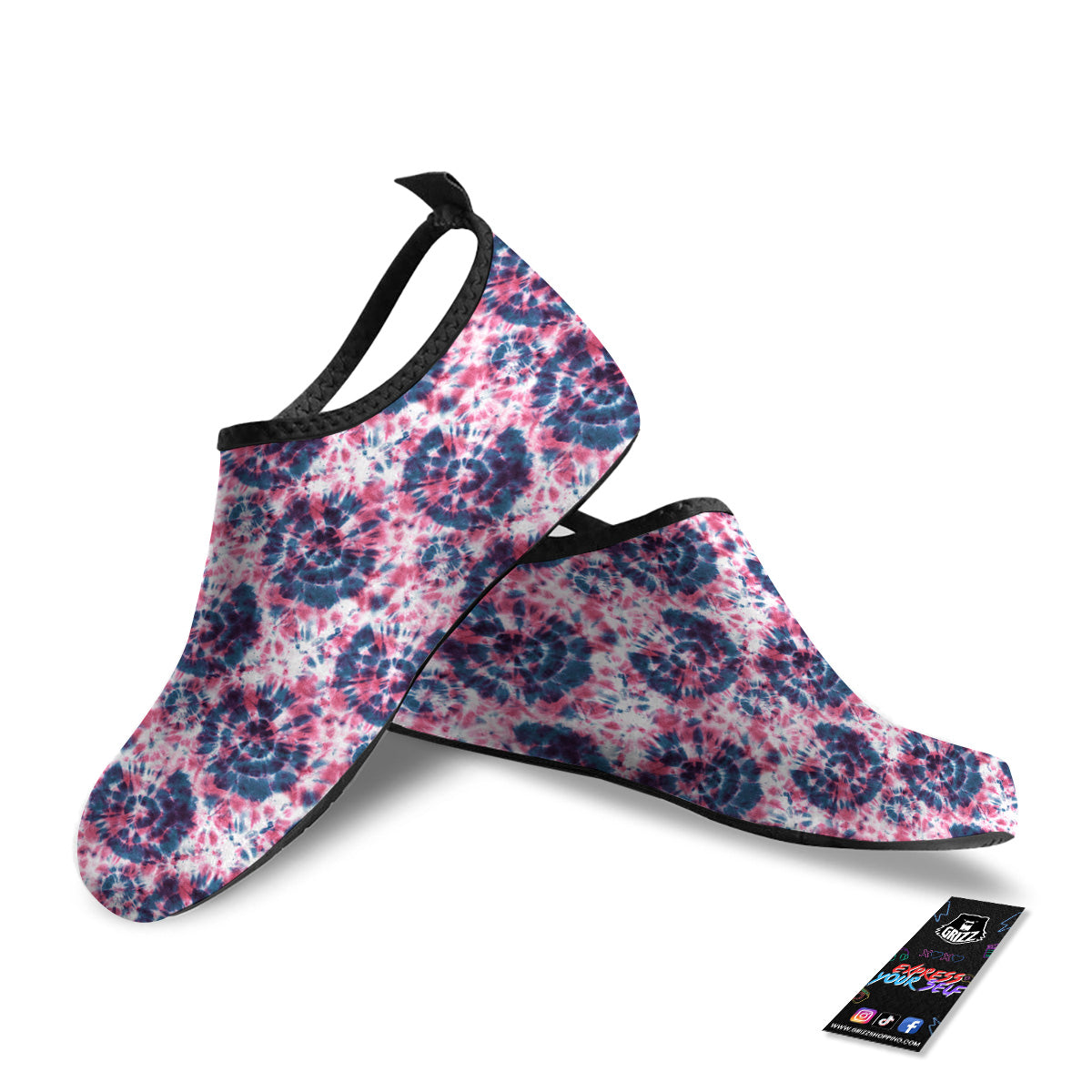 Red Tie Dye Blue Shibori Print Pattern Water Shoes-grizzshop