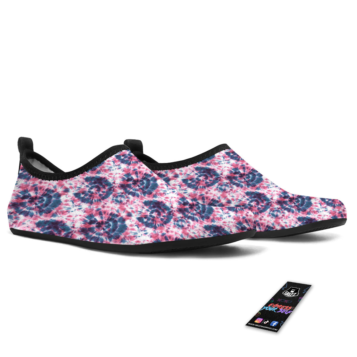 Red Tie Dye Blue Shibori Print Pattern Water Shoes-grizzshop