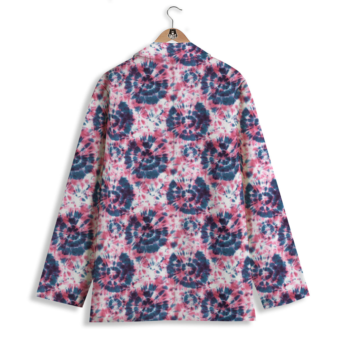 Red Tie Dye Blue Shibori Print Pattern Women's Blazer-grizzshop