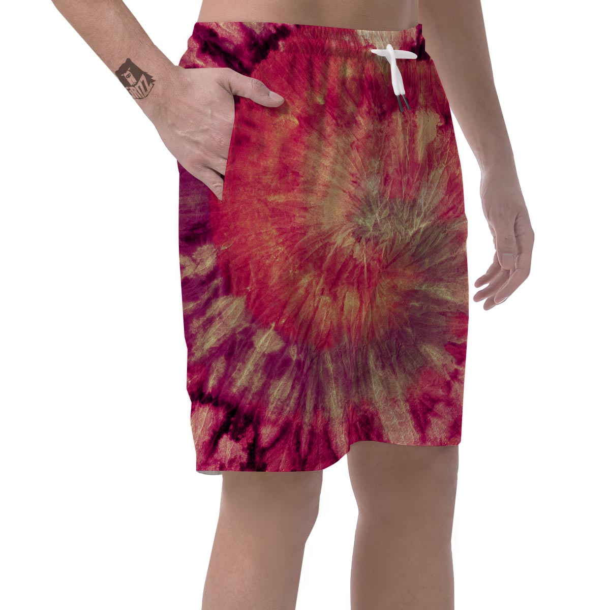 Red Tie Dye Men's Shorts-grizzshop