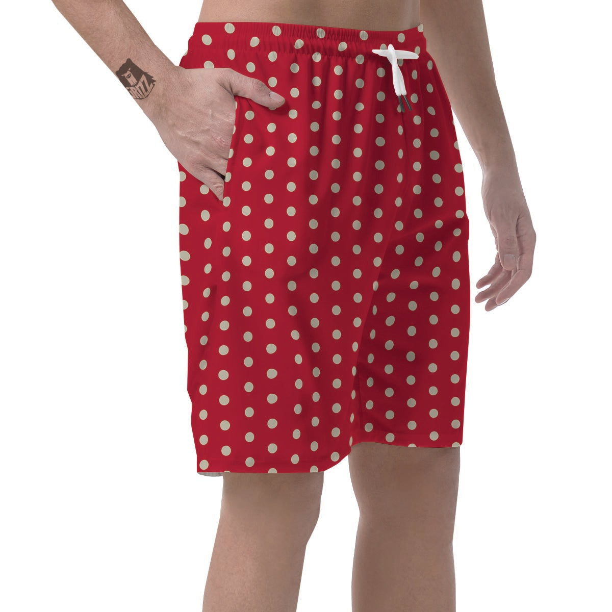 Red Tiny Polka Dot Men's Shorts-grizzshop
