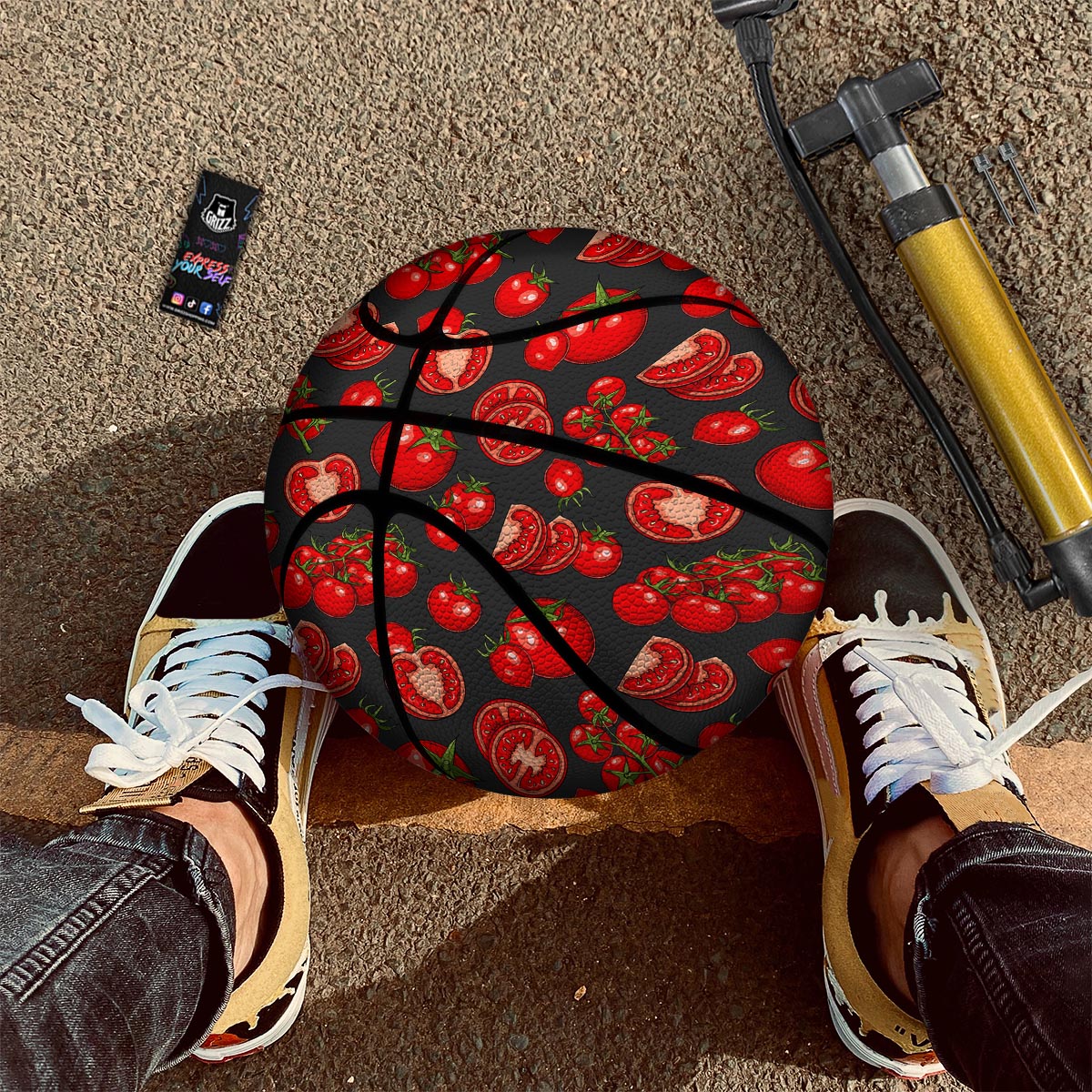 Red Tomato Print Pattern Basketball-grizzshop