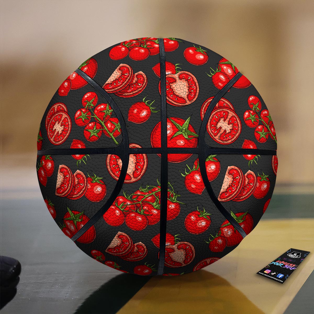 Red Tomato Print Pattern Basketball-grizzshop
