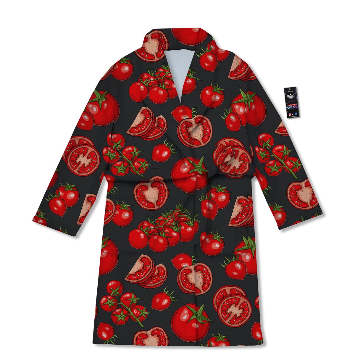 Red Tomato Print Pattern Bathrobe-grizzshop