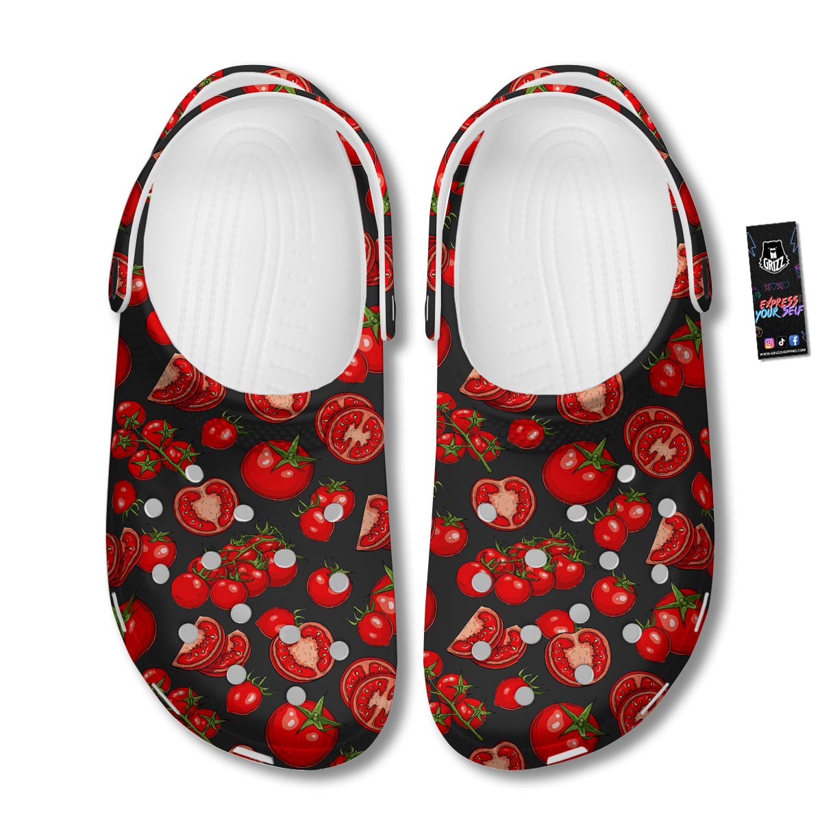 Red Tomato Print Pattern Clog-grizzshop