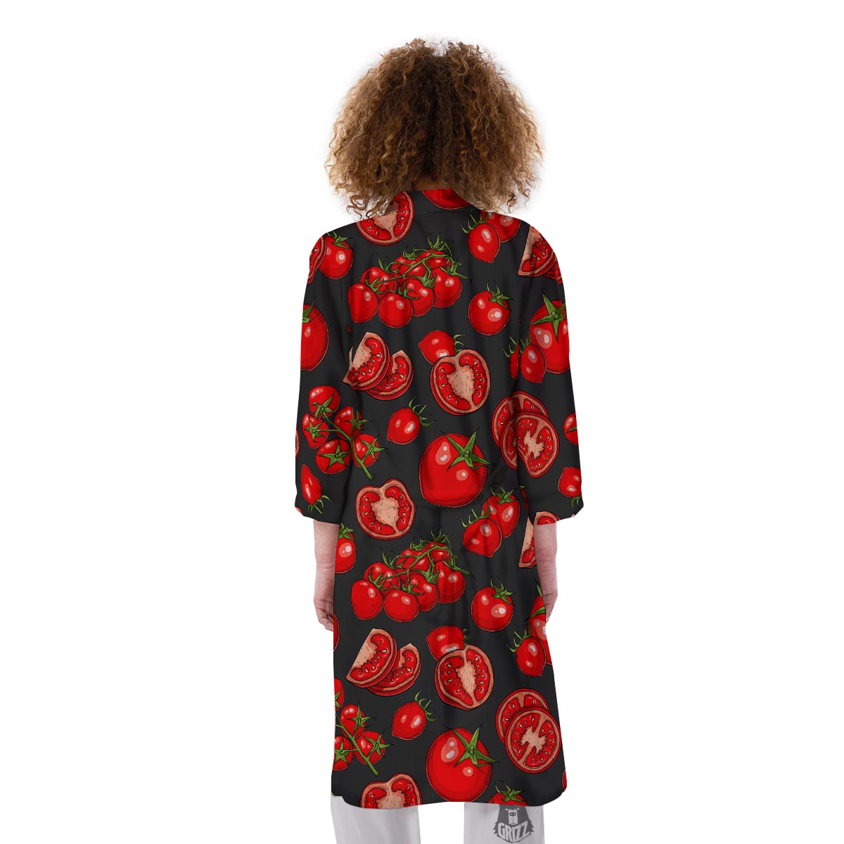 Red Tomato Print Pattern Kimono-grizzshop