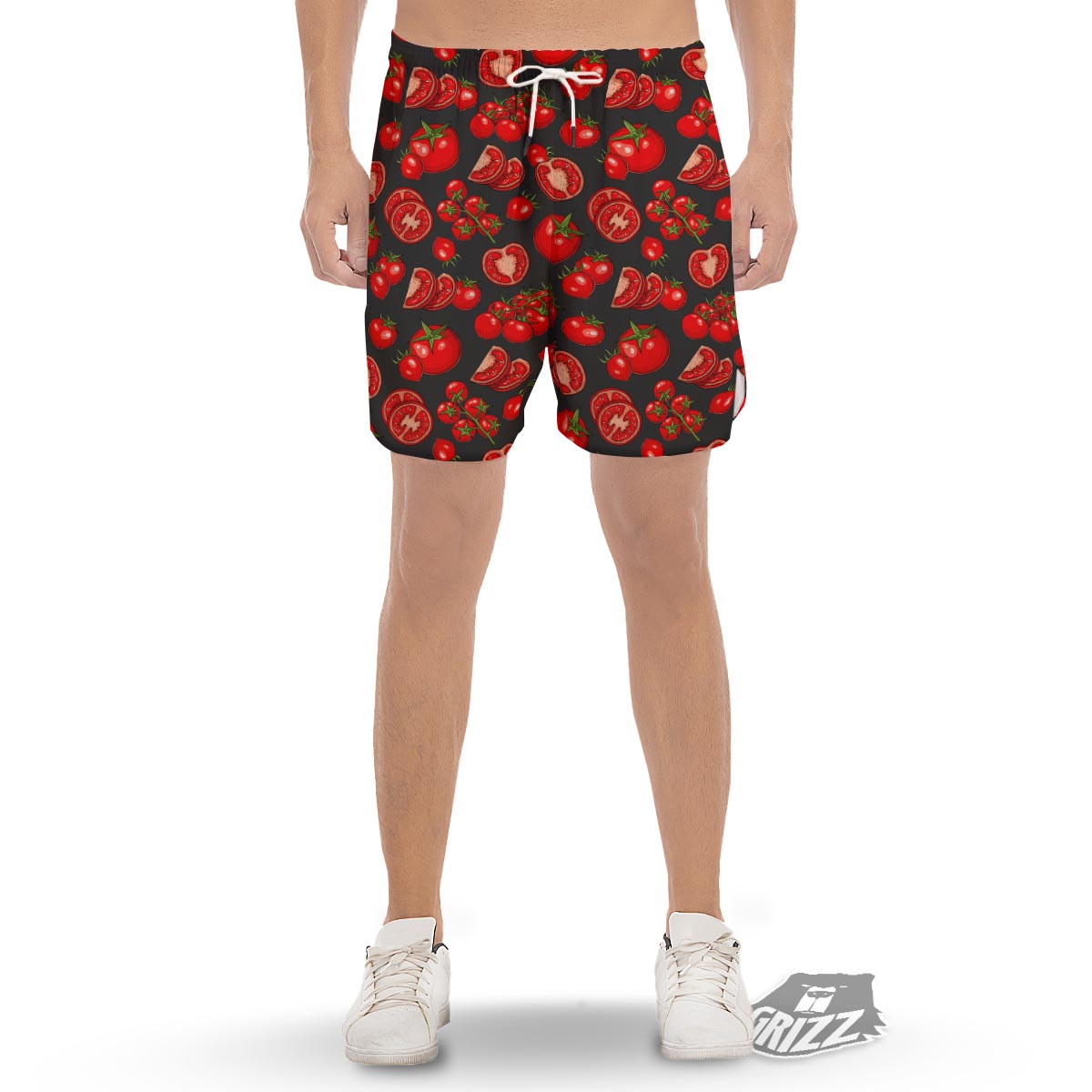Red Tomato Print Pattern Men's Gym Shorts-grizzshop