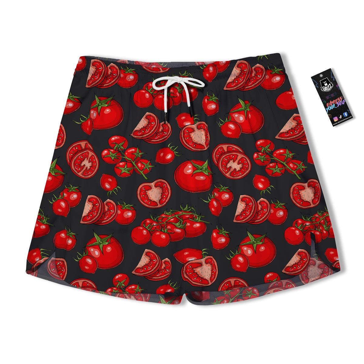 Red Tomato Print Pattern Men's Running Shorts-grizzshop