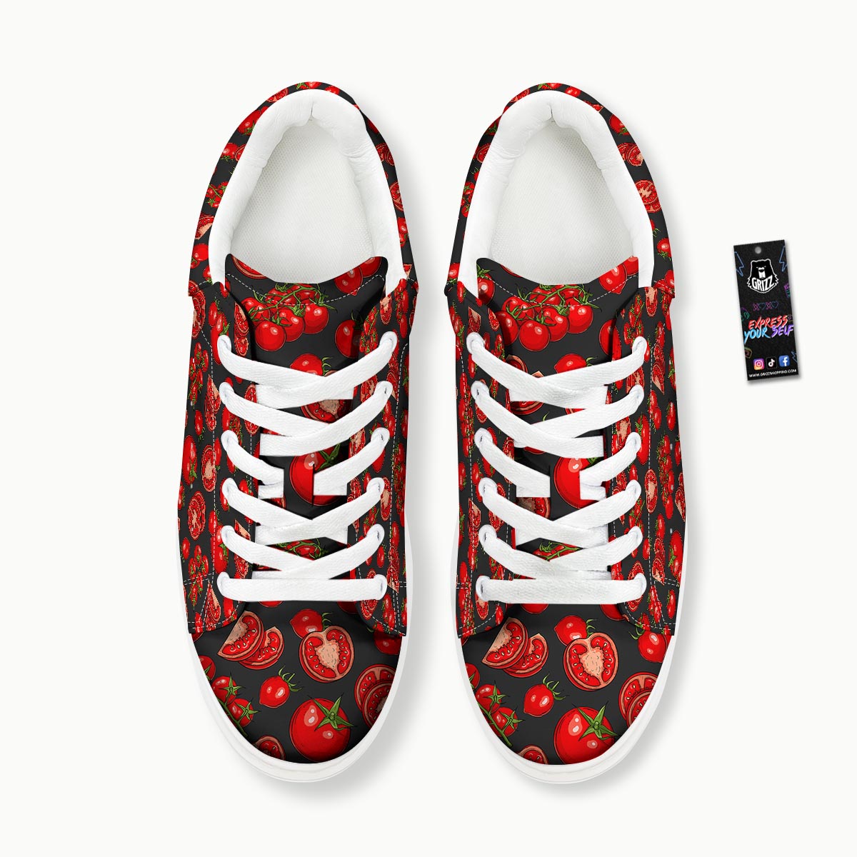 Red Tomato Print Pattern Platform Shoes-grizzshop