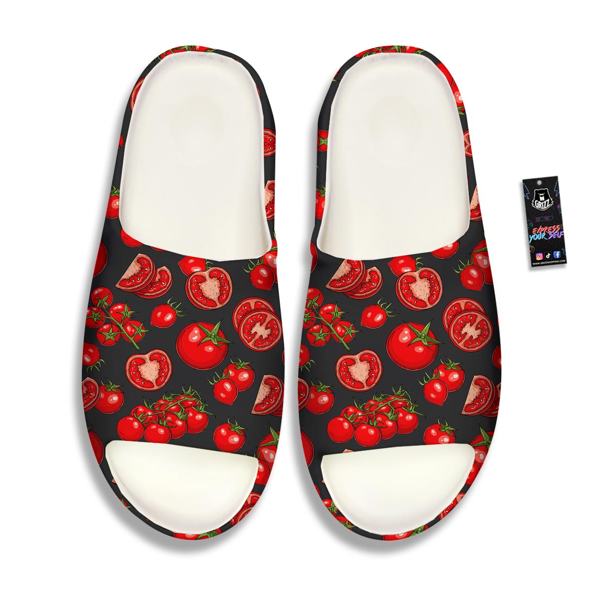 Red Tomato Print Pattern Sandals-grizzshop