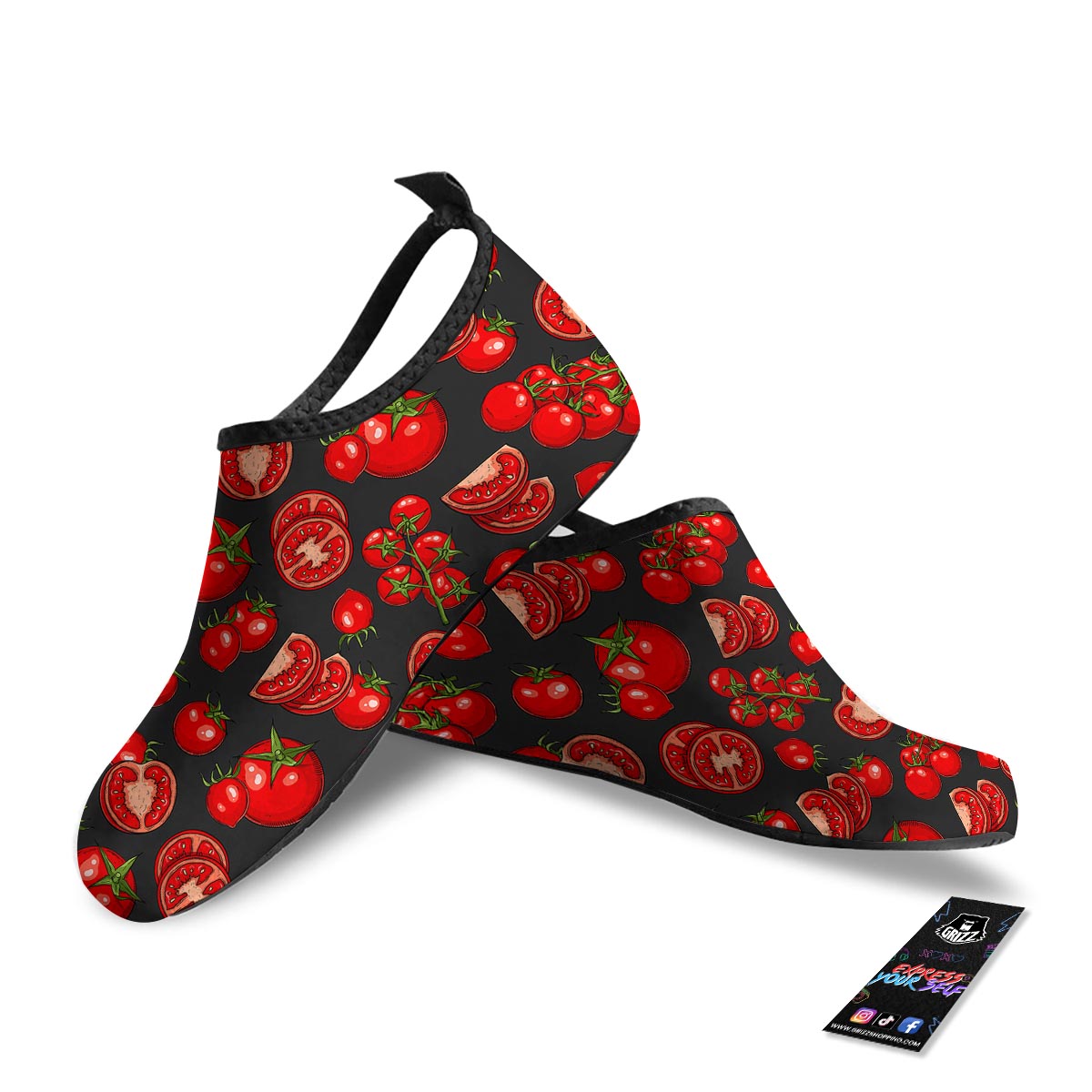 Red Tomato Print Pattern Water Shoes-grizzshop