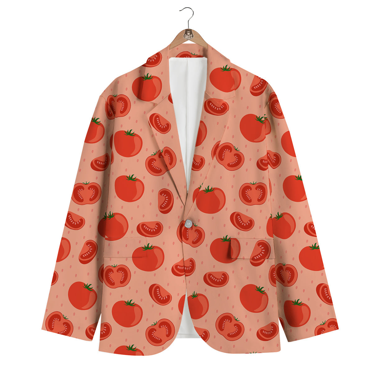 Red Tomato Vegetable Print Pattern Men's Blazer-grizzshop