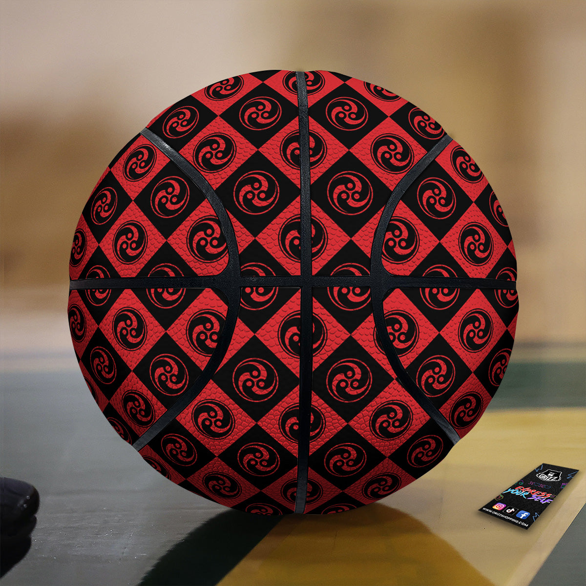 Red Tomoe Print Pattern Basketball-grizzshop