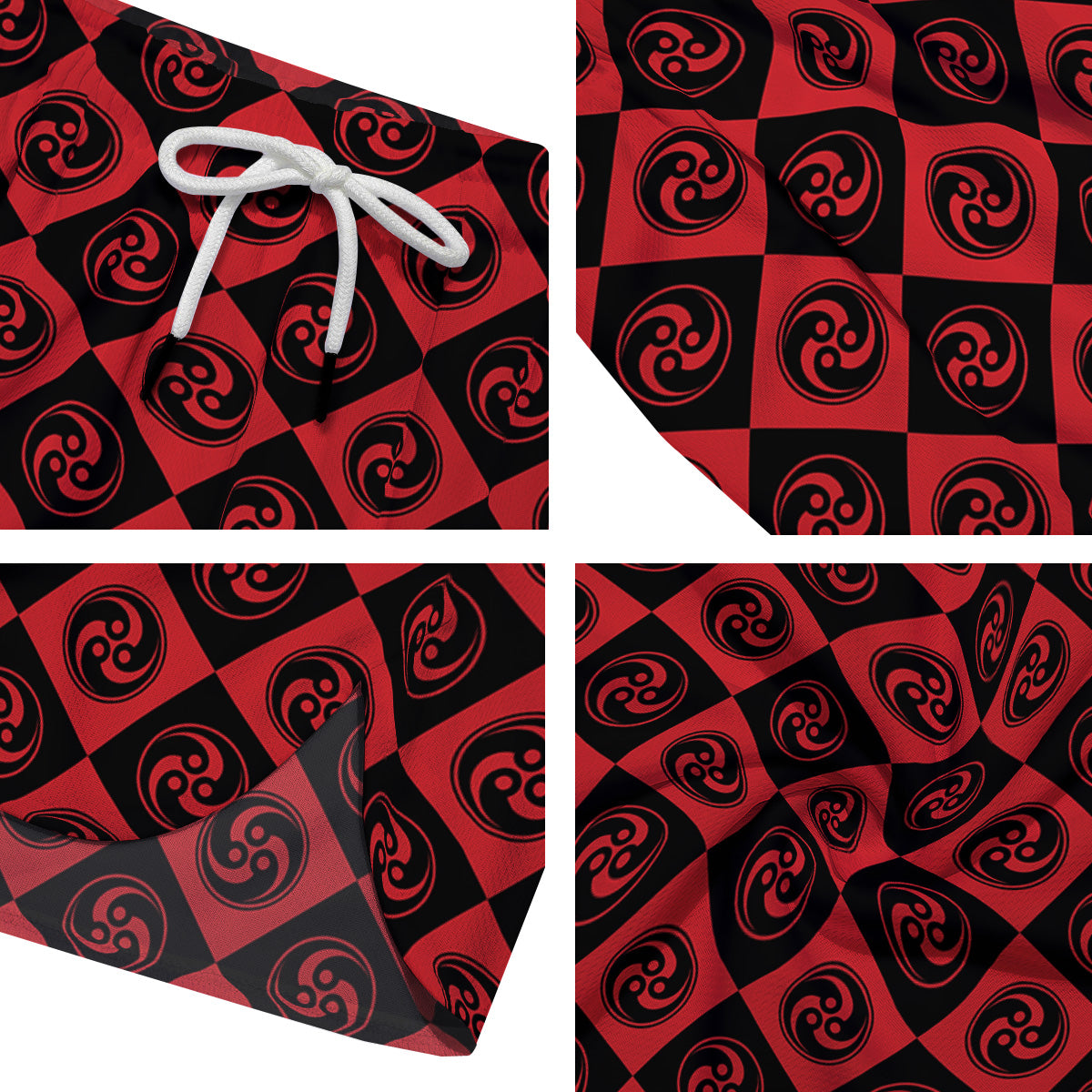 Red Tomoe Print Pattern Men's Running Shorts-grizzshop