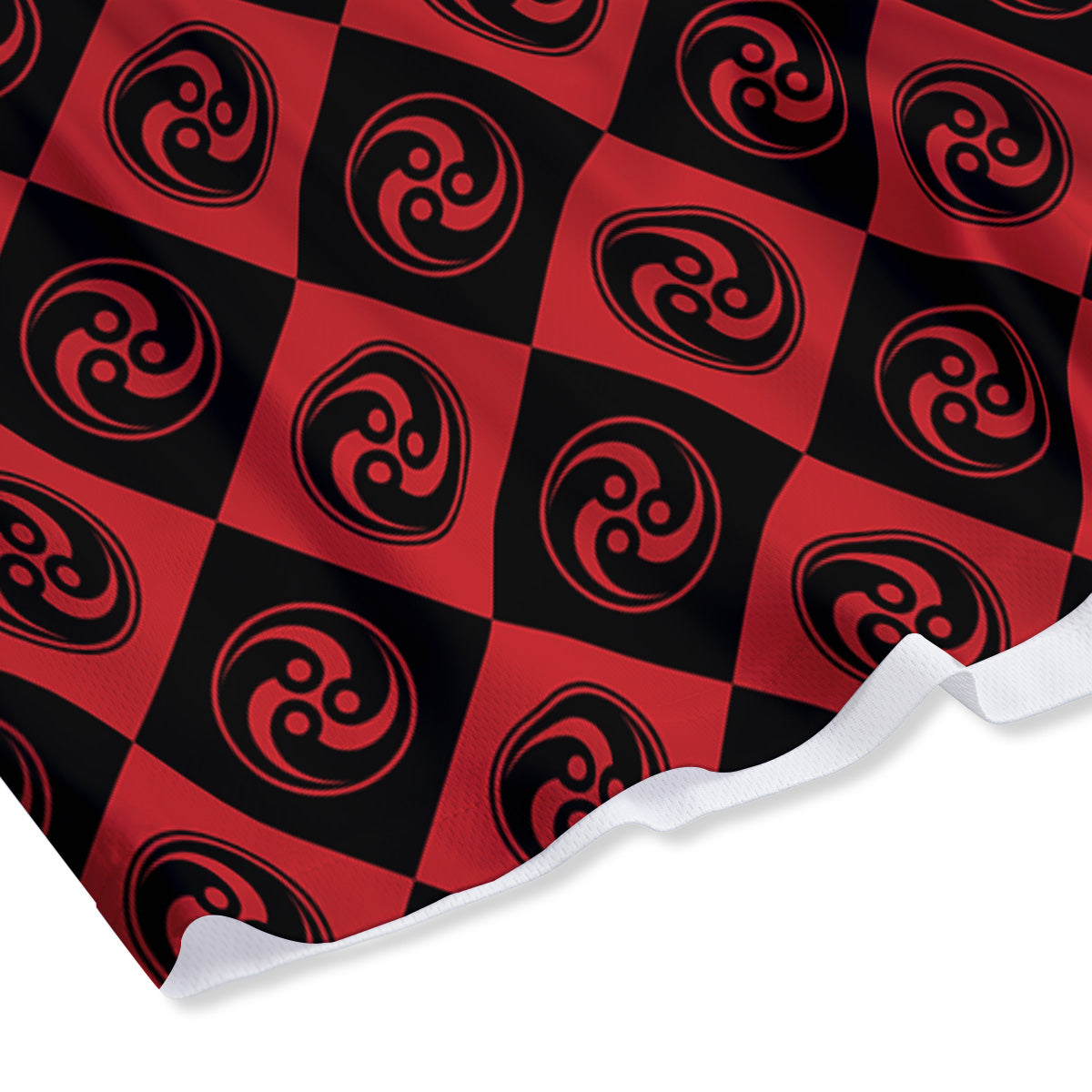 Red Tomoe Print Pattern Mesh Shorts-grizzshop
