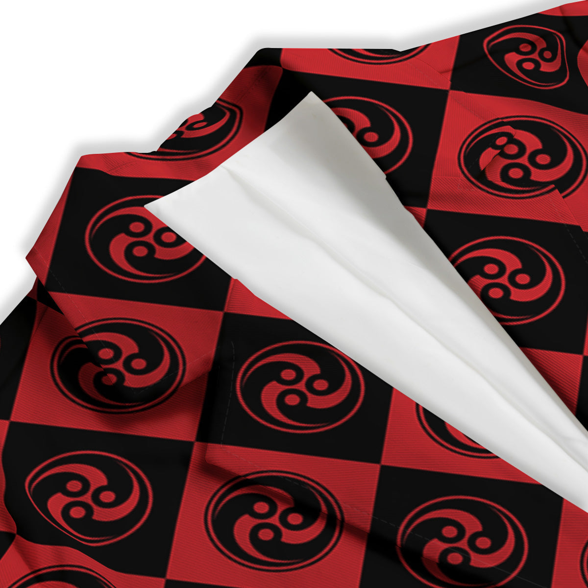 Red Tomoe Print Pattern Women's Blazer-grizzshop