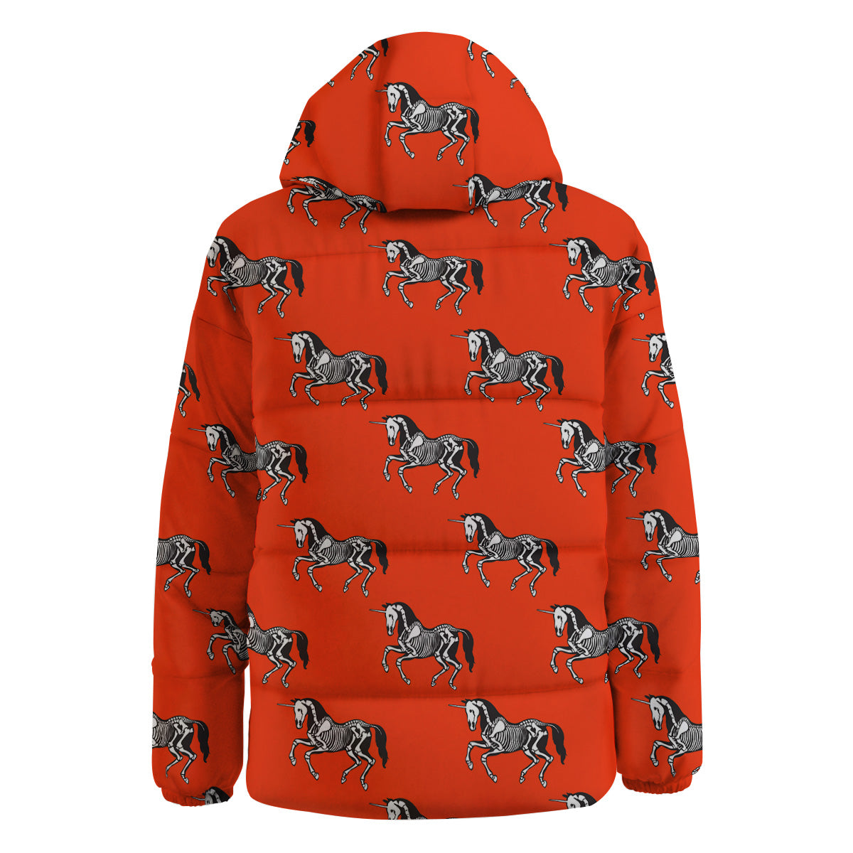 Red Unicorn Skeleton Print Pattern Down Jacket-grizzshop