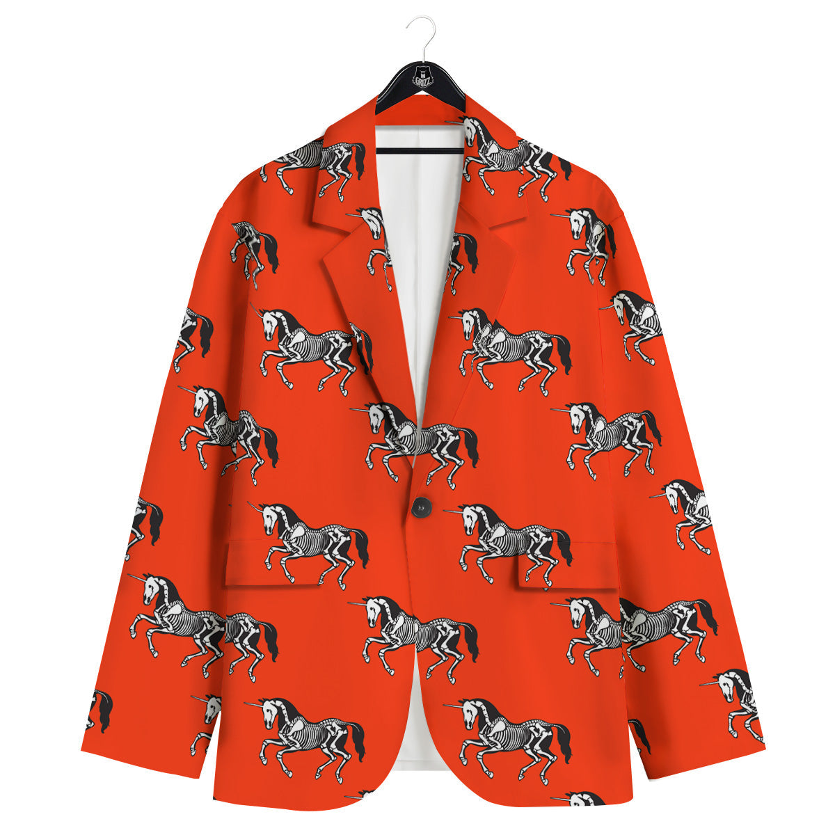 Red Unicorn Skeleton Print Pattern Men's Sport Coat-grizzshop