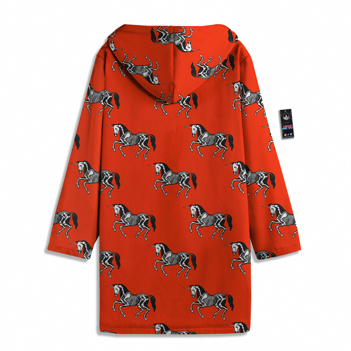 Red Unicorn Skeleton Print Pattern Men's Windbreaker Jacket-grizzshop