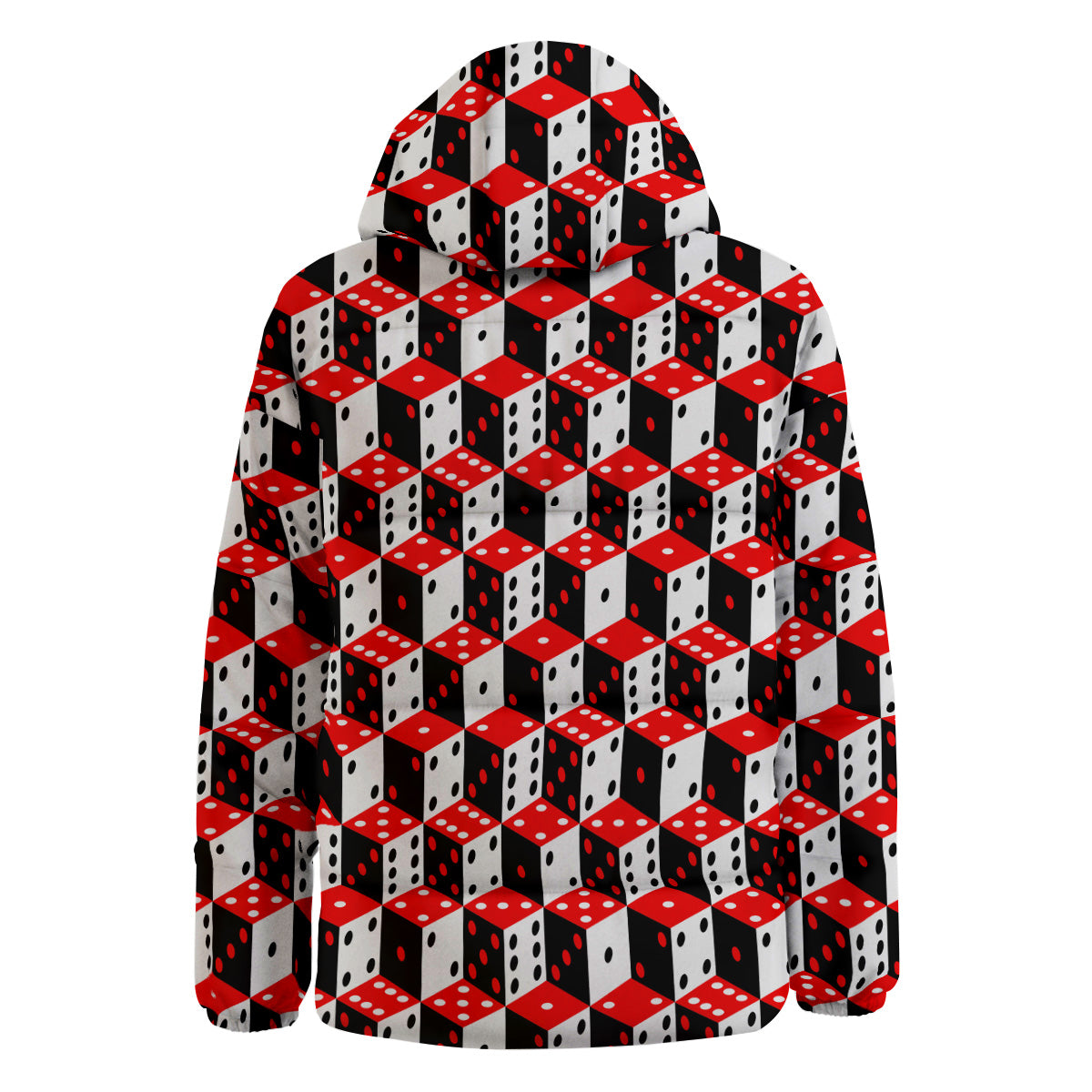 Red White And Black Dice Print Pattern Down Jacket-grizzshop