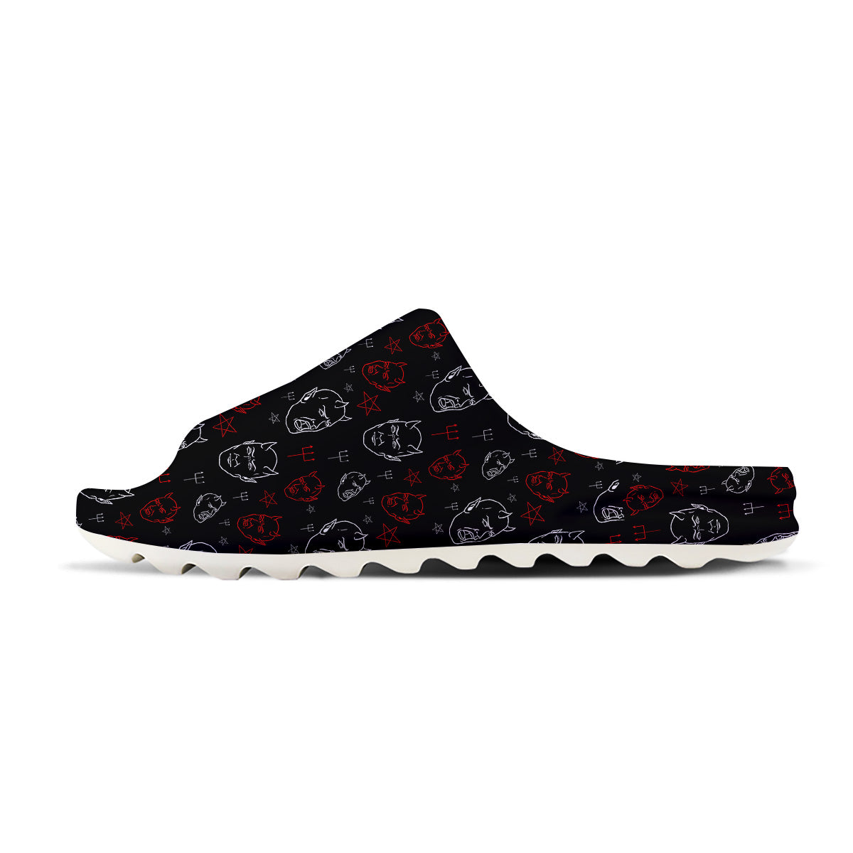 Red White Satan Head Print Pattern Sandals-grizzshop