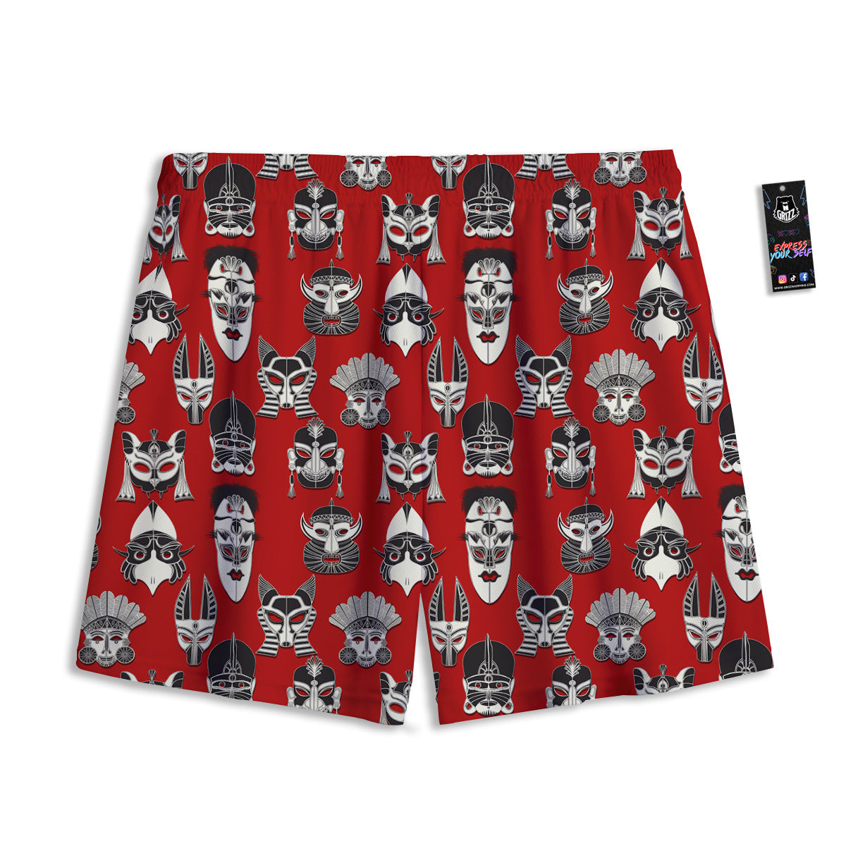 Skull Fire Print Mesh Shorts