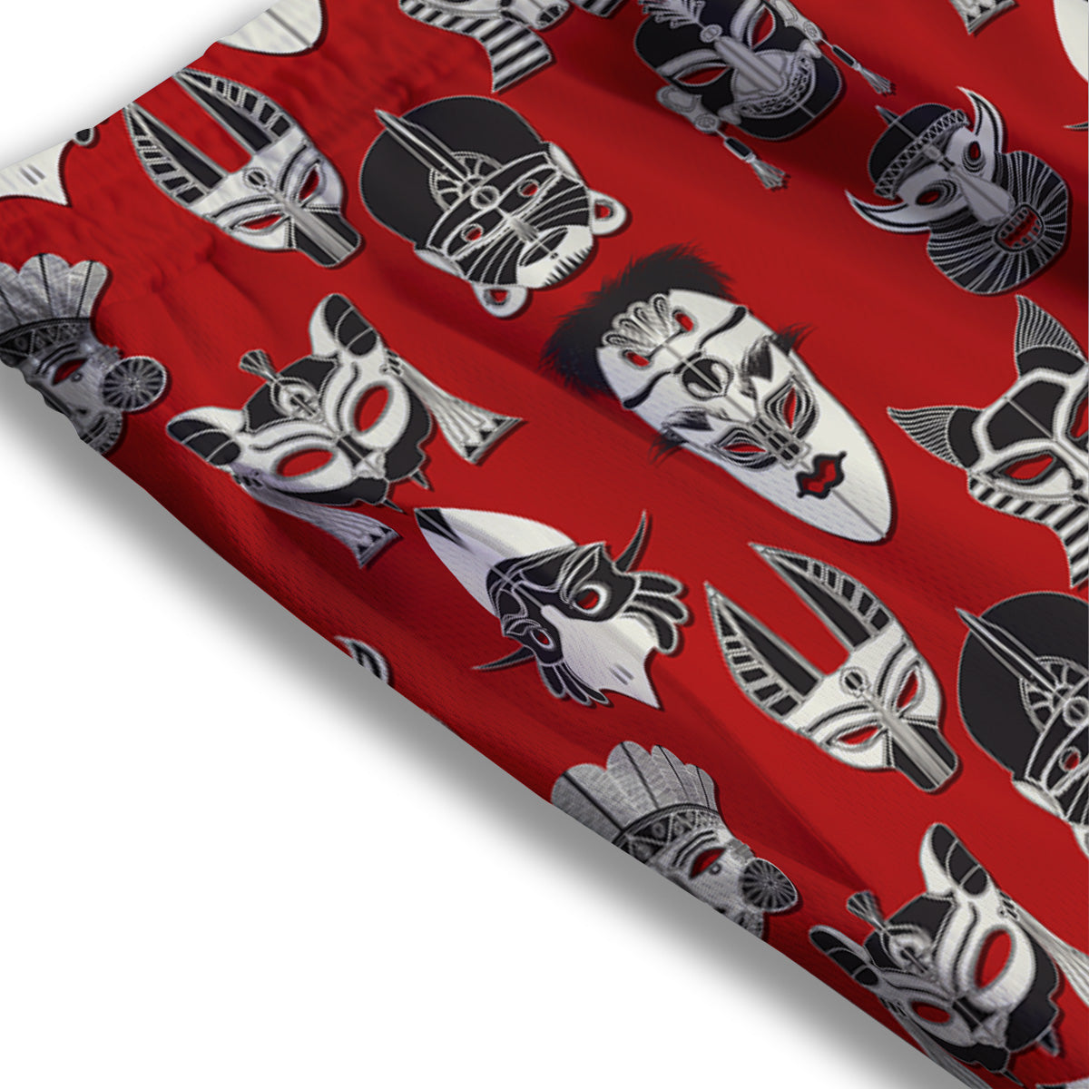 Skull Fire Print Mesh Shorts